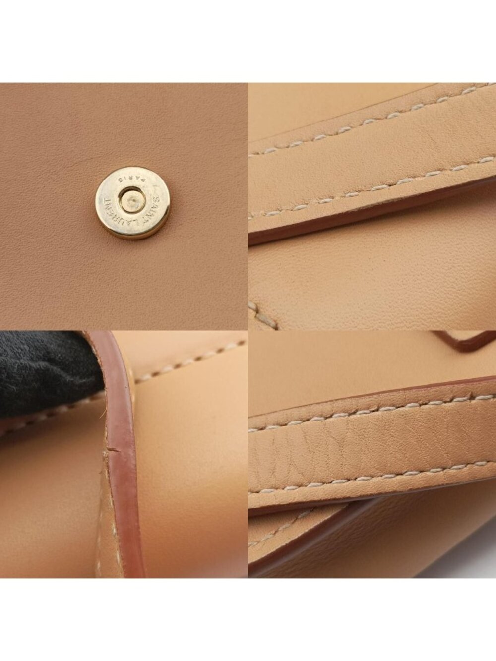 Saint Laurent Kaia Small Beige Leather Shoulder Bag - Picture 16 of 16